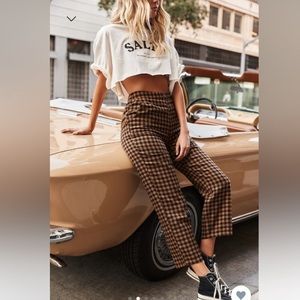 NEW 12th Tribe X TheSaltyBlonde Bishop Tan Checkered trousers